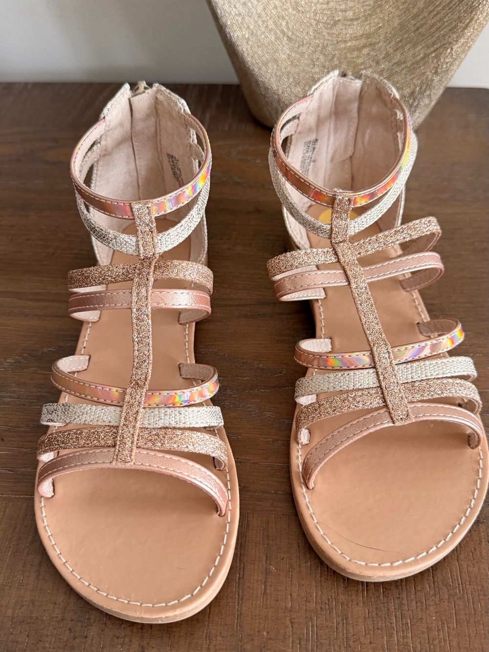 Kid’s Rose Gold Strappy Gladiator Sandals